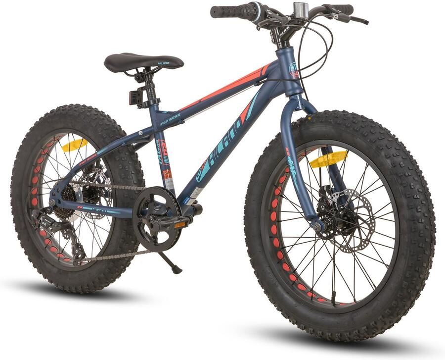 Hiland 20 Inch Kids Fatbike Mountainbike Voor & Shi o 7 Versnellingen Dubbele Schijfrem Vanaf 5 Jaar