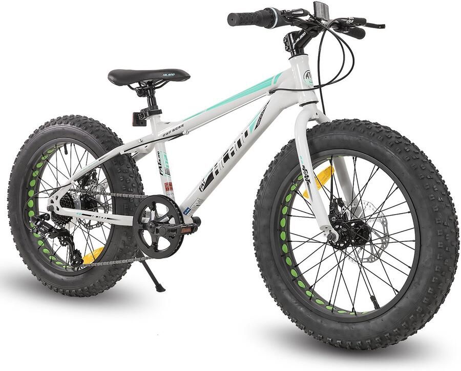 Hiland 20 Inch Kids Fatbike Mountainbike Voor & Shi o 7 Versnellingen Dubbele Schijfrem Vanaf 5 Jaar