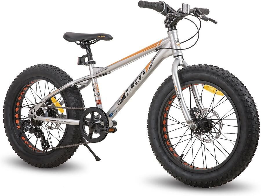 Hiland 20 Inch Kids Fatbike Mountainbike Voor & Shi o 7 Versnellingen Dubbele Schijfrem Vanaf 5 Jaar