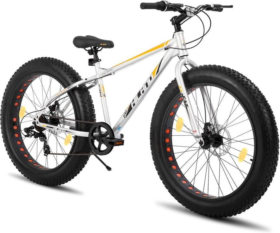 Hiland 24 Inch Kids Fatbike Mountainbike Voor & Shi o 7 Versnellingen Dubbele Schijfrem Vanaf 5 Jaar
