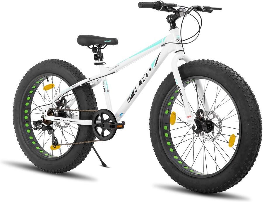 Hiland 24 Inch Kids Fatbike Mountainbike Voor & Shi o 7 Versnellingen Dubbele Schijfrem Vanaf 5 Jaar