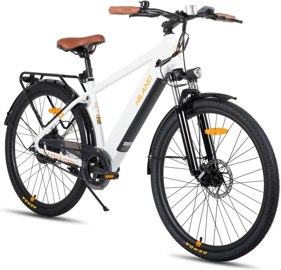 Hiland 26 Inch Elektrische Mountainbike (E-MTB) 250W Motor 36V 7.8Ah Batterij All-Terrain Voorvork Vering Wit
