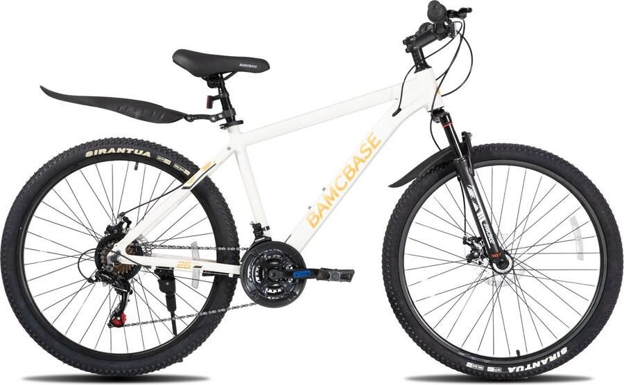 Hiland Bamcbase Sedona voorvering mountainbike 26 aluminium frame 21 versnellingen Wit
