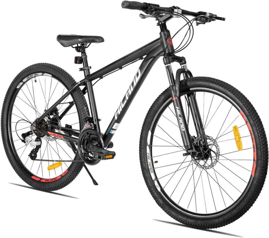 Hiland Bedrock Mountainbike 27.5 Inch 24 Versnellingen Shi o Hydraulische Schijfrem Aluminium Frame Matzwart