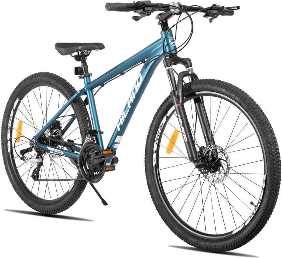 Hiland Bedrock Mountainbike 27.5 Inch 24 Versnellingen Shi o Hydraulische Schijfrem Aluminium Frame Petrolblauw