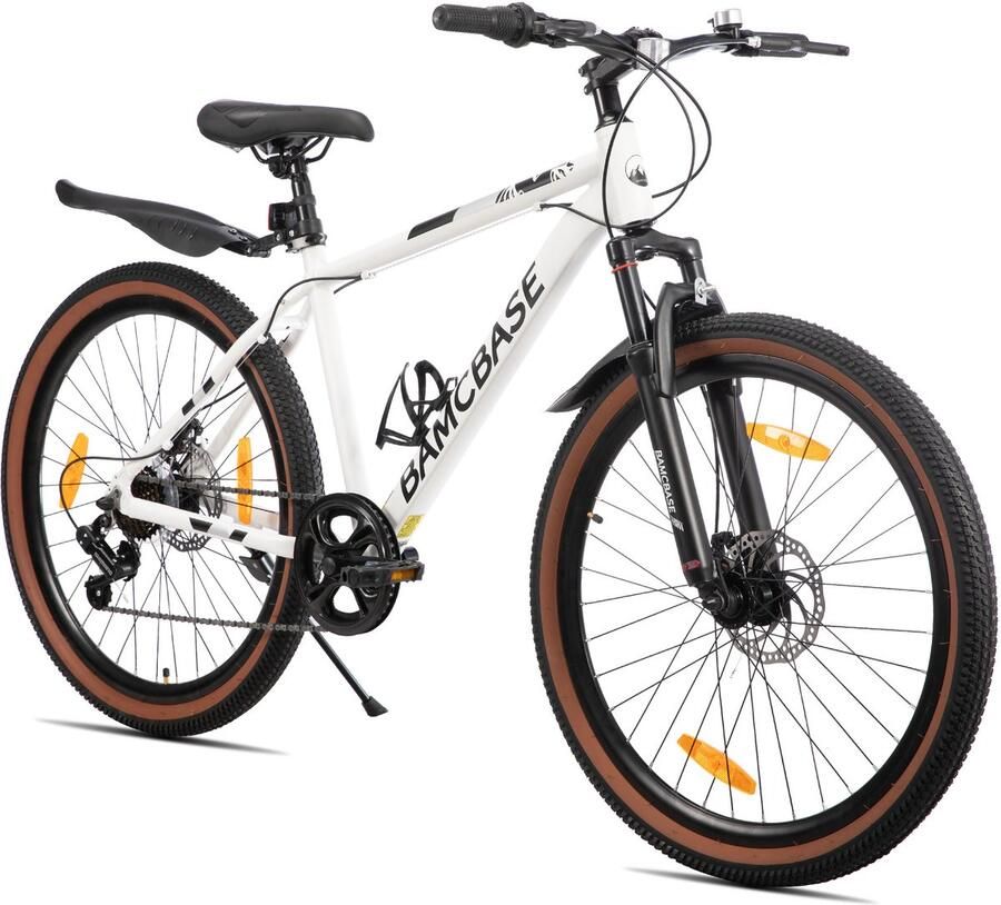 Hiland Bloomer 26 Inch Mountainbike 7 Versnellingen Hardtail MTB met Mechanische Schijfrem Aluminium Frame Unisex Volwassen Wit