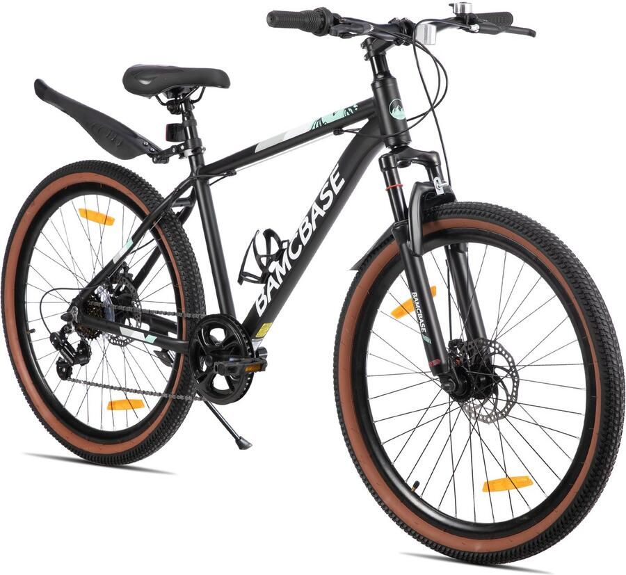 Hiland Bloomer 26 Inch Mountainbike 7 Versnellingen Hardtail MTB met Mechanische Schijfrem Aluminium Frame Unisex Volwassen Zwart