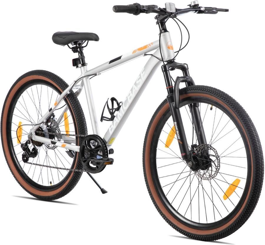 Hiland Bloomer 26 Inch Mountainbike 7 Versnellingen Hardtail MTB met Mechanische Schijfrem Aluminium Frame Unisex Volwassen Grijs