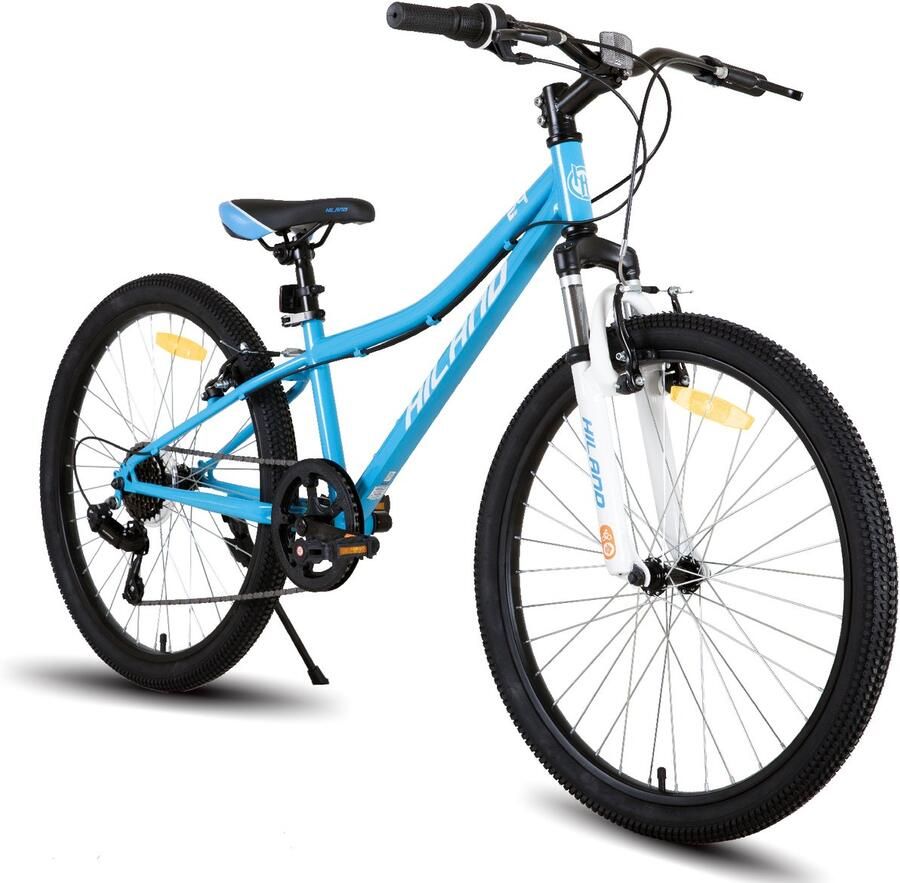 Hiland Climber 2.0 Tiener Forensen Stadsfiets 24 inch 7 versnellingen ​​- V-Brake Blauw