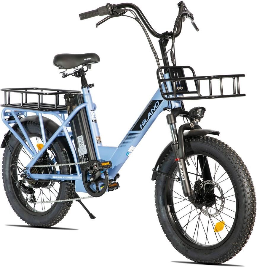 Hiland Elektrische Cargo Fatbike – 20 Dikke Banden – 48V – 7 Speed – blauw