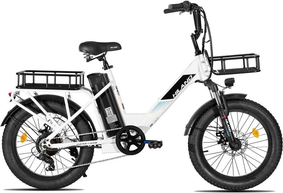 Hiland Elektrische Cargo Fatbike – 20 Dikke Banden – 48V – 7 Speed – Wit