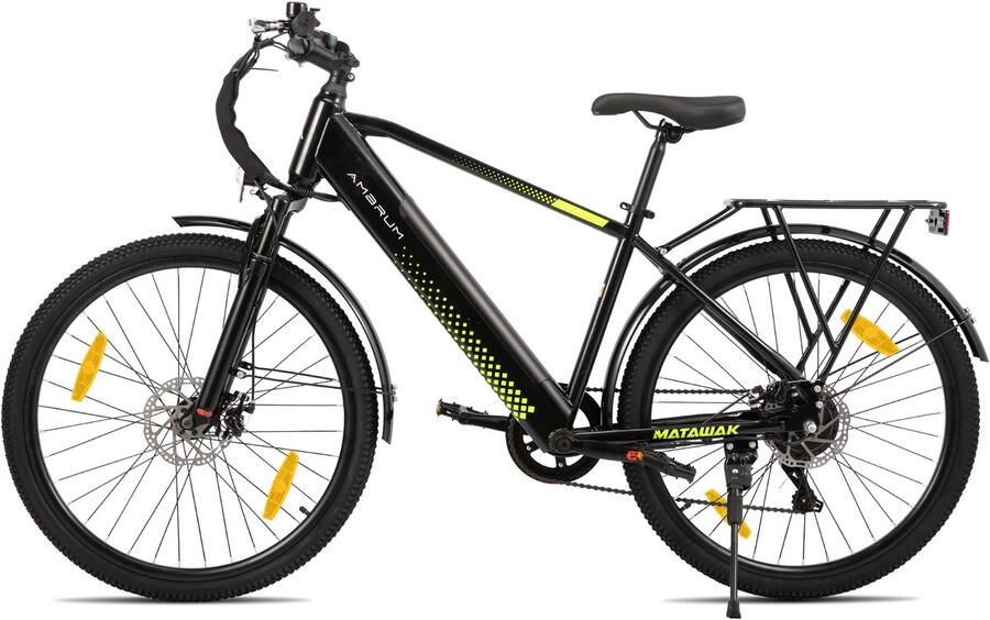 Hiland Matawak elektrische stadsfiets 26 inch 250W motor 60km actieradius 36V 10.4Ah accu Shi o 7-versnellingen Unisex -Geel