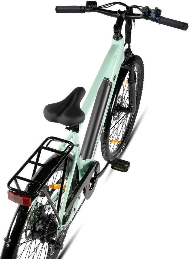 Hiland Rhythm elektrische stadsfiets 26 inch 250W motor 50km actieradius 36V 7.8Ah accu Shi o 7-versnellingen Unisex Groen