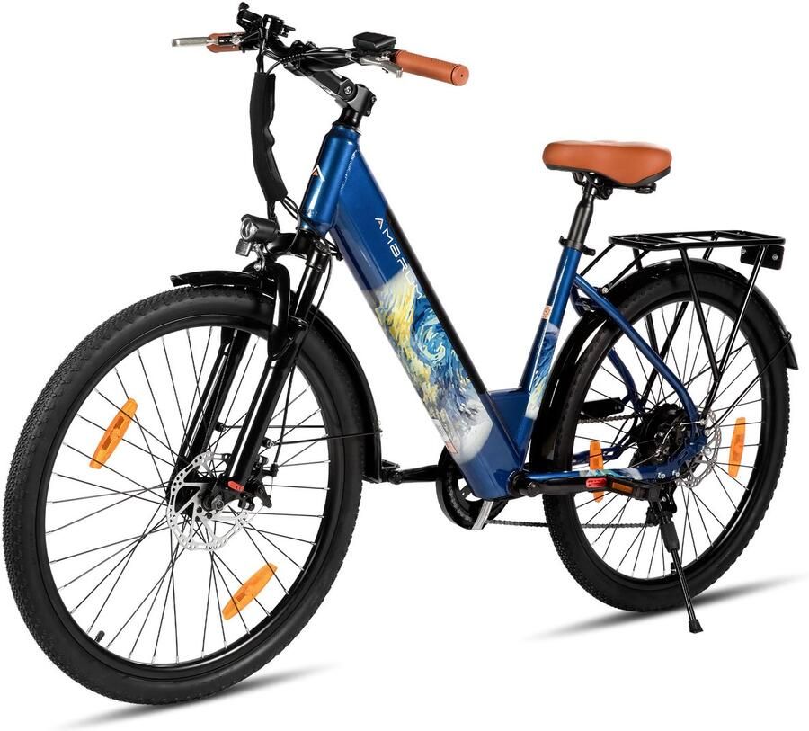 Hiland Elektrische Stadsfiets 26 inch E-bike 250W Motor 36V 7.8Ah Accu 7 Versnellingen Schijfrem Uniseks