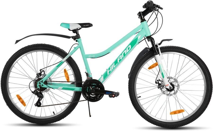Hiland Gamille Dames Mountainbike 26 inch – Mintgroen MTB met Lage Instap – 18 Versnellingen – Mechanische Schijfremmen