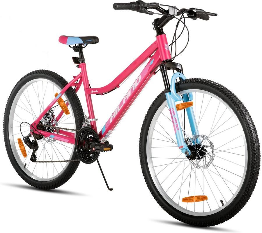 Hiland Gamille Dames Mountainbike 26 inch – Roze MTB met Lage Instap – 18 Versnellingen – Mechanische Schijfremmen