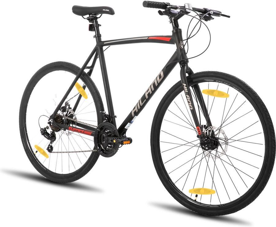 Hiland HH Hybrid Fiets 700C 21 Versnellingen Racefiets Stadsfiets Mechanische Schijfrem & Commuter Bike