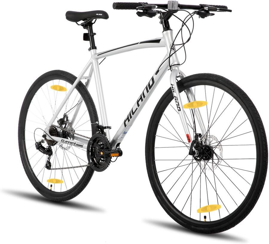 Hiland HH Hybrid Fiets 700C 21 Versnellingen Racefiets Stadsfiets Mechanische Schijfrem & Commuter Bike