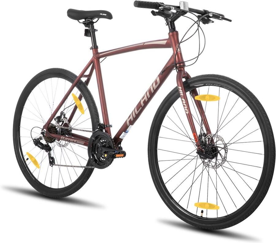 Hiland HH Hybrid Fiets 700C 21 Versnellingen Racefiets Stadsfiets Mechanische Schijfrem & Commuter Bike