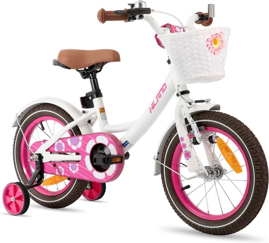 Hiland Kinderfiets 12 Inch Voor & Met dje Bel & Bagagedrager Inclusief Zijwieltjes