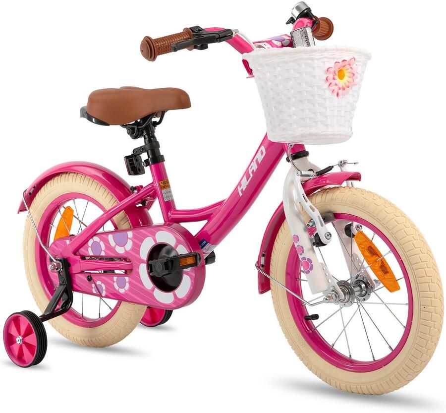 Hiland Kinderfiets 16 Inch Voor & Met dje Bel & Bagagedrager Inclusief Zijwieltjes