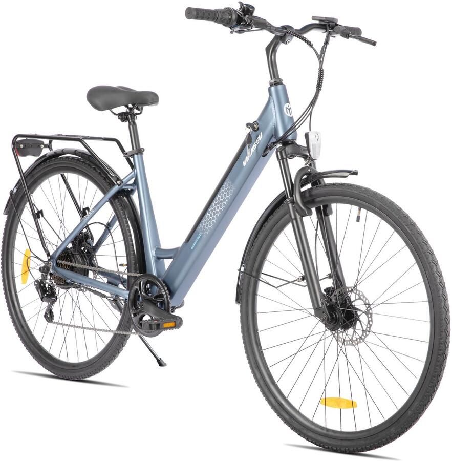Hiland LAMASSU Elektrische Fiets 700*38C 250W Motor 60 km Actieradius -Shi o 7 Versnellingen Aluminium Frame Unisex Blauw