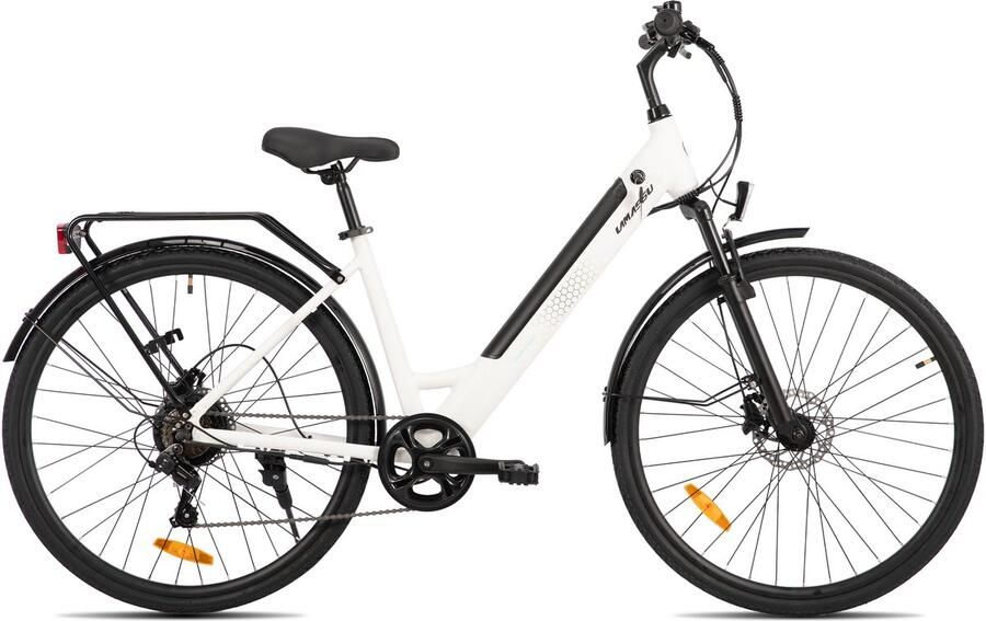 Hiland LAMASSU Elektrische Fiets 700*38C 250W Motor 60 km Actieradius -Shi o 7 Versnellingen Aluminium Frame Unisex Wit