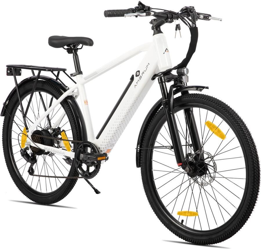 Hiland Matawak elektrische stadsfiets 26 inch 250W motor 60km actieradius 36V 10.4Ah accu Shi o 7-versnellingen Unisex Wit