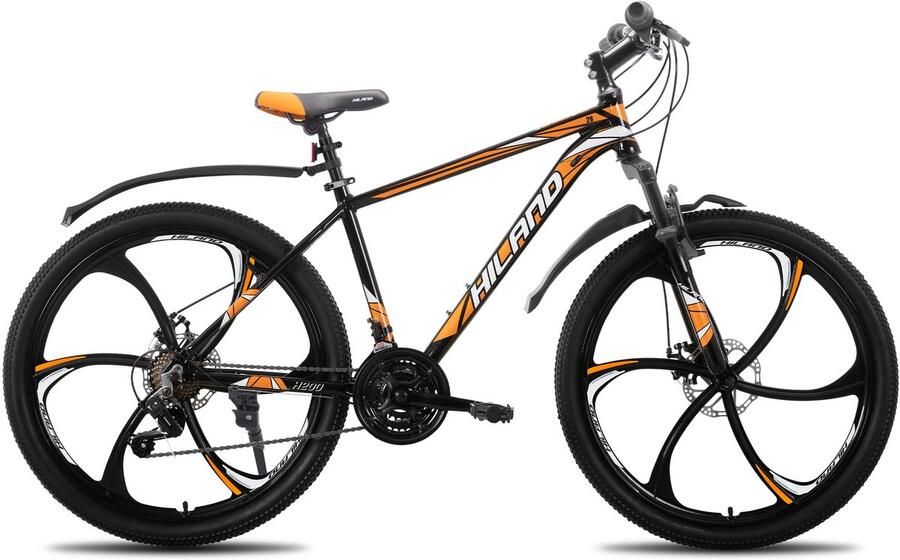 Hiland Mountainbike 26 inch MTB met 3 6-Spaaks Stervelgen 18 Versnellingen Lichtgewicht Aluminium Frame Dubbele Schijfrem Unisex