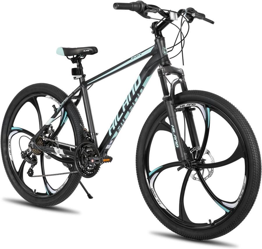 Hiland Mountainbike 26 inch MTB met 3 6-Spaaks Stervelgen 18 Versnellingen Lichtgewicht Aluminium Frame Dubbele Schijfrem Unisex