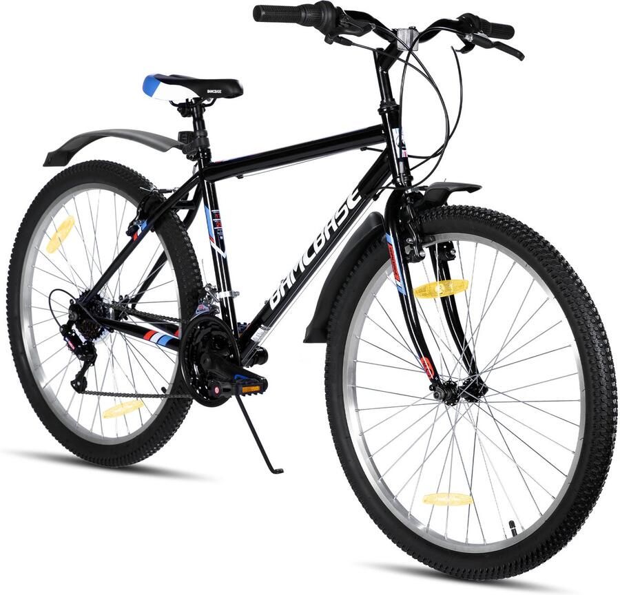 Hiland Mountainbike 26 Inch MTB voor en 18 Versnellingen Staal V-brakes Zwart