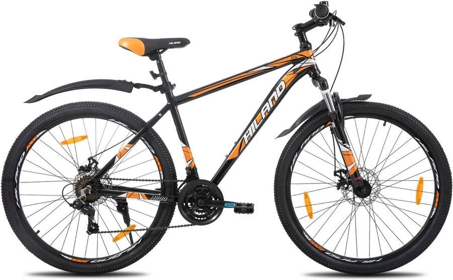 Hiland Mountainbike 27 inch Unisex MTB 18 Versnellingen Lichtgewicht Aluminium Frame Schijfrem 3 6-Spaaks Sportvelgen