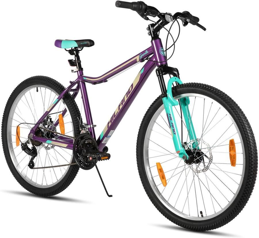 Hiland Mountainbike Dames 26 Inch 18 Versnellingen Lichtgewicht Aluminium Frame Verende Voorvork Dubbele Schijfremmen
