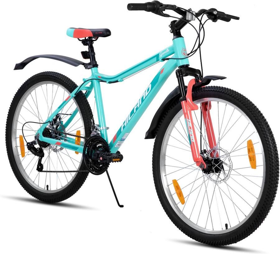 Hiland Mountainbike Dames 26 Inch 18 Versnellingen Lichtgewicht Aluminium Frame Verende Voorvork Dubbele Schijfremmen