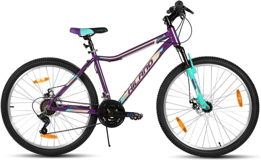 Hiland Mountainbike Dames 26 Inch 18 Versnellingen Lichtgewicht Aluminium Frame Verende Voorvork Dubbele Schijfremmen