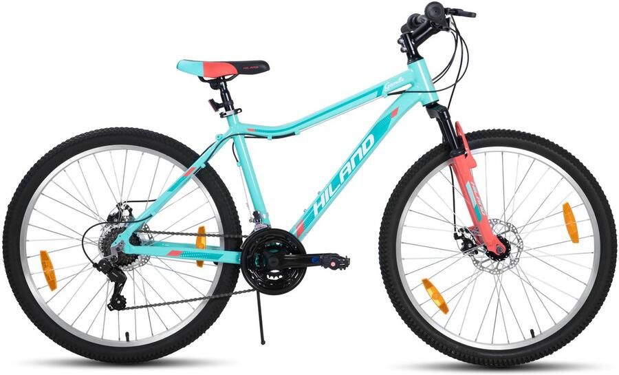 Hiland Mountainbike Dames 26 Inch 18 Versnellingen Lichtgewicht Aluminium Frame Verende Voorvork Dubbele Schijfremmen