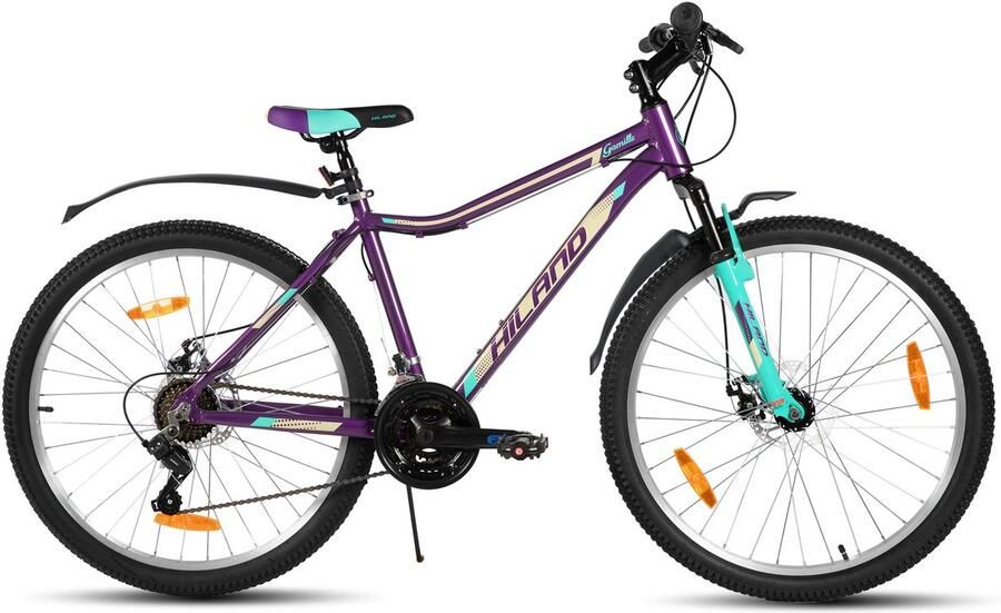 Hiland Mountainbike Dames 27 Inch 18 Versnellingen Lichtgewicht Aluminium Frame Verende Voorvork Dubbele Schijfremmen