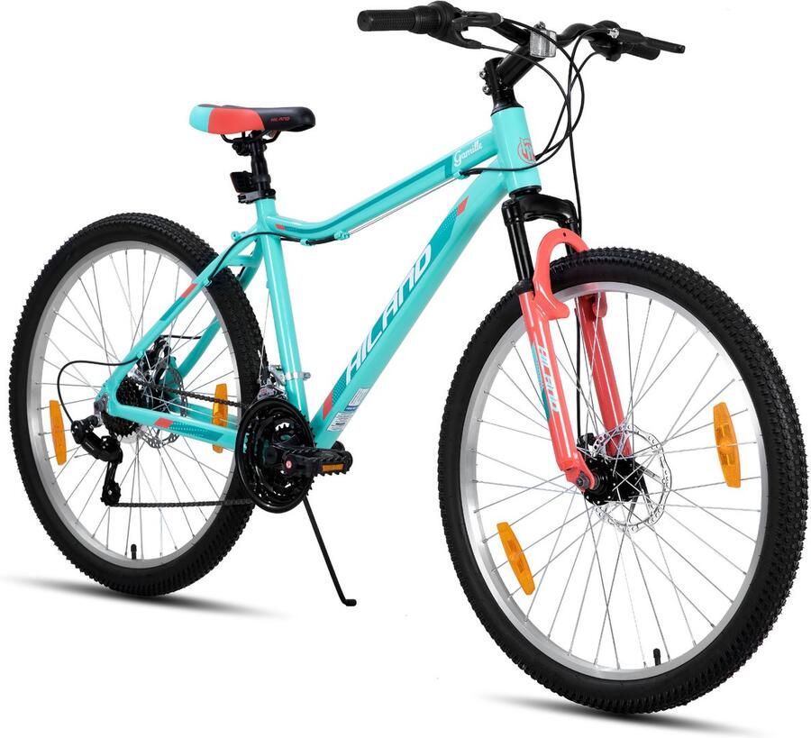 Hiland Mountainbike Dames 27 Inch 18 Versnellingen Lichtgewicht Aluminium Frame Verende Voorvork Dubbele Schijfremmen