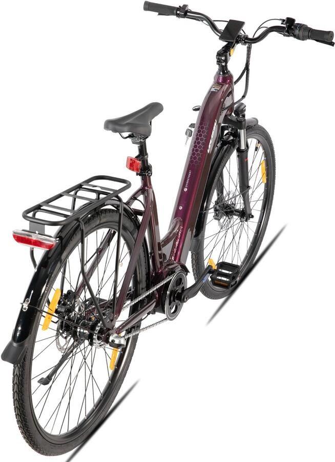 Hiland Overstreet E-Bike Dames 28 inch Hydraulische Schijfremmen 3 Speed Naafversnelling 250W 10.4Ah Accu Lage Instap