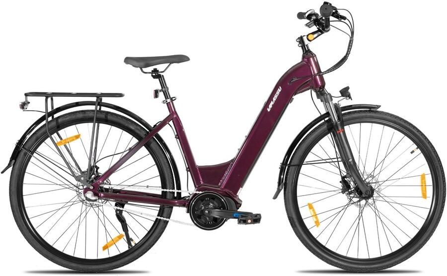 Hiland Overstreet E-Bike Dames 28 inch Hydraulische Schijfremmen 3 Speed Naafversnelling 250W 10.4Ah Accu Lage Instap