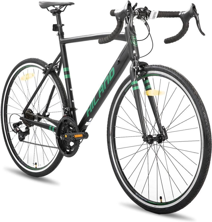 Hiland Racefiets 28 Inch 14 Versnellingen Aluminium Frame 490 mm 700C Wielmaat Herenfiets en Damesfiets Zwart