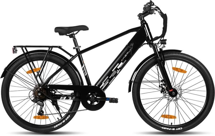 Hiland Rhythm elektrische stadsfiets 26 inch 250W motor 50km actieradius 36V 7.8Ah accu Shi o 7-versnellingen Unisex Zwart