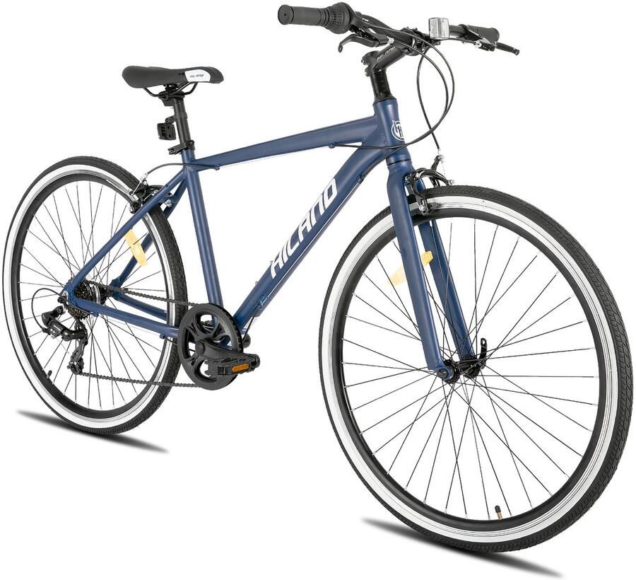 Hiland Stadsfiets en Hybride Fiets 28 Inch (700C) 7 Speed Unisex Fiets voor Woon-werkverkeer