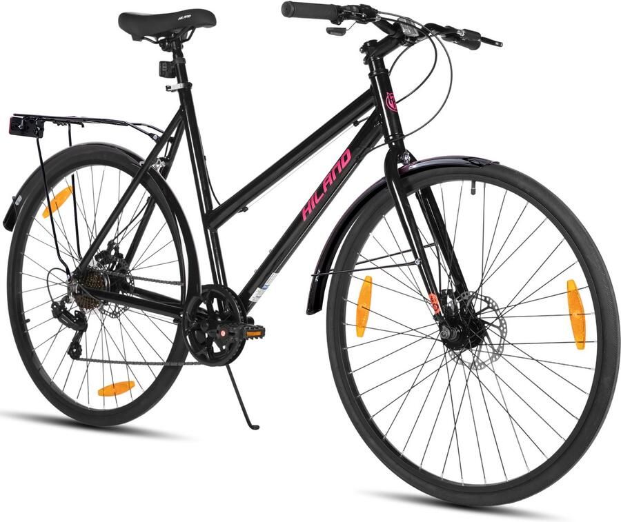Hiland VELO Dames Racefiets 700C 7 Versnellingen Lichtgewicht Aluminium Frame Mechanische Schijfremmen Stadsfiets Commuter Bike