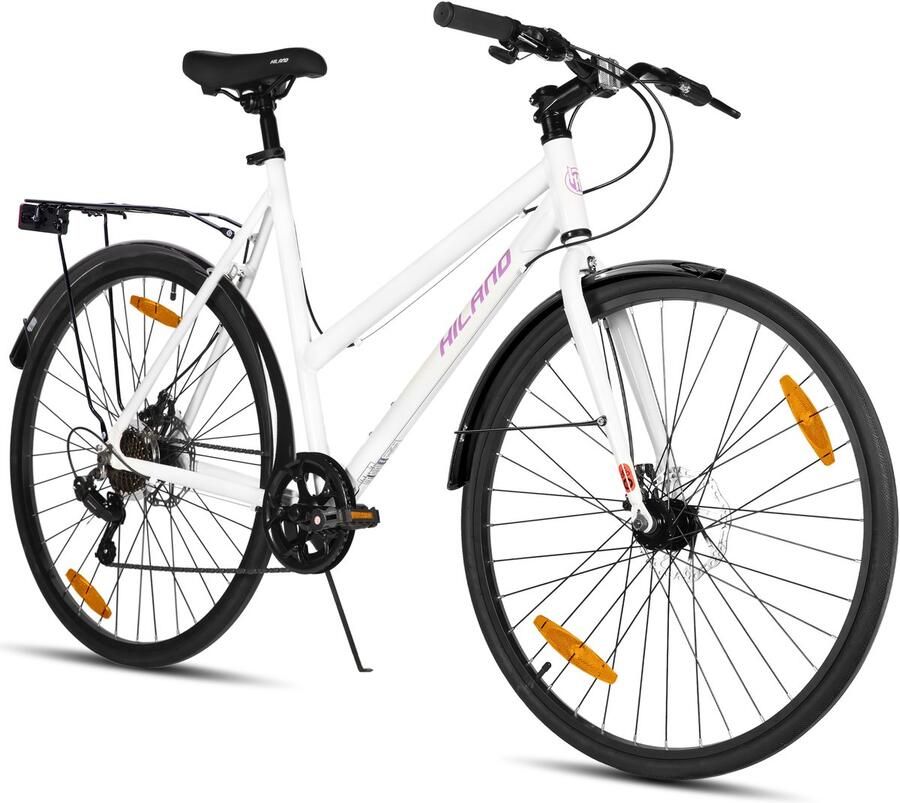 Hiland VELO Dames Racefiets 700C 7 Versnellingen Lichtgewicht Aluminium Frame Mechanische Schijfremmen Stadsfiets Commuter Bike