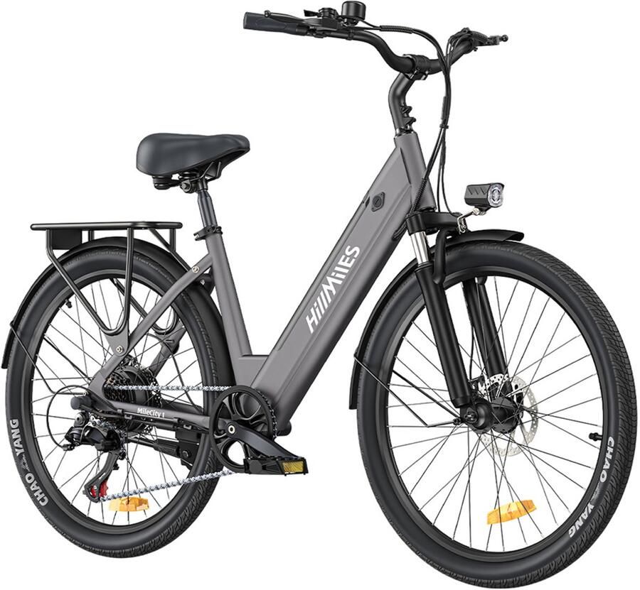 HillMiles MileCity1 elektrische fiets 250 W motor 36 V 13 Ah accu 26 inch banden maximale snelheid 32 km u maximaal bereik 100 km Shi o 7 versnellingen mechanische schijfrem voorvorkvering IP65 waterdicht groen
