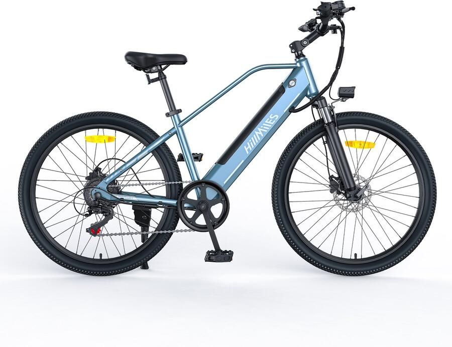 HillMiles MileTrail 1 Elektrische mountainbike voor volwassenen 250W motor snelheidssensor 36V 13Ah accu 26 inch wielen voorvorkvering maximale ondersteuningssnelheid 25 km h schijfrem Blauw
