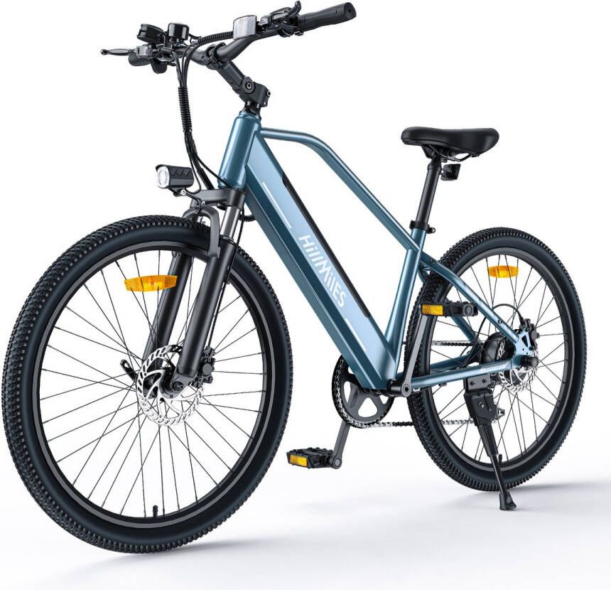 HillMiles MileTrail 1 Elektrische fiets Actieradius 80km Verwijderbare batterij 36V13Ah Motor 250W Shimano 7 versnellingen Hydraulische schijfrem 26 Inch City Commuter EBike blauw