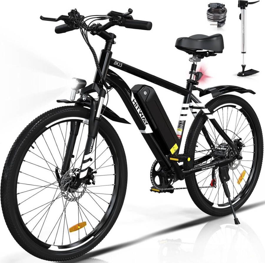 Hitway BK15 Elektrische Fiets E-bike met Afneembare Accu 26 Inch 250W Motor 11.2Ah Zwart