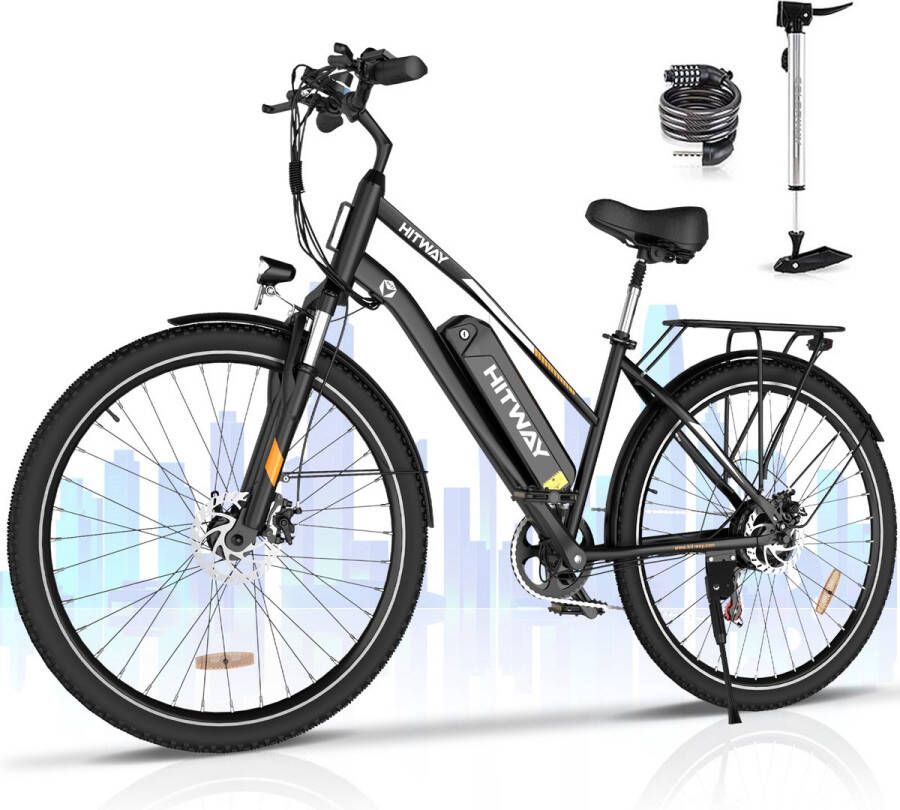 Hitway BK27 Elektrische Fiets 28 Inch 250W- 36V 12Ah 7 Versnellingen -Zwart